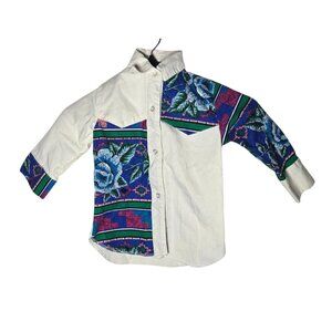 Vintage Cowboy Threads Boys Button Shirt Size 2 Western Rodeo Ranch Cowboy Retro